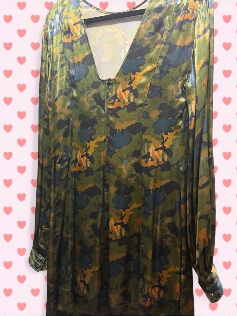 Ganni Camouflage A-Line Skirt in Olive, Black & Brown